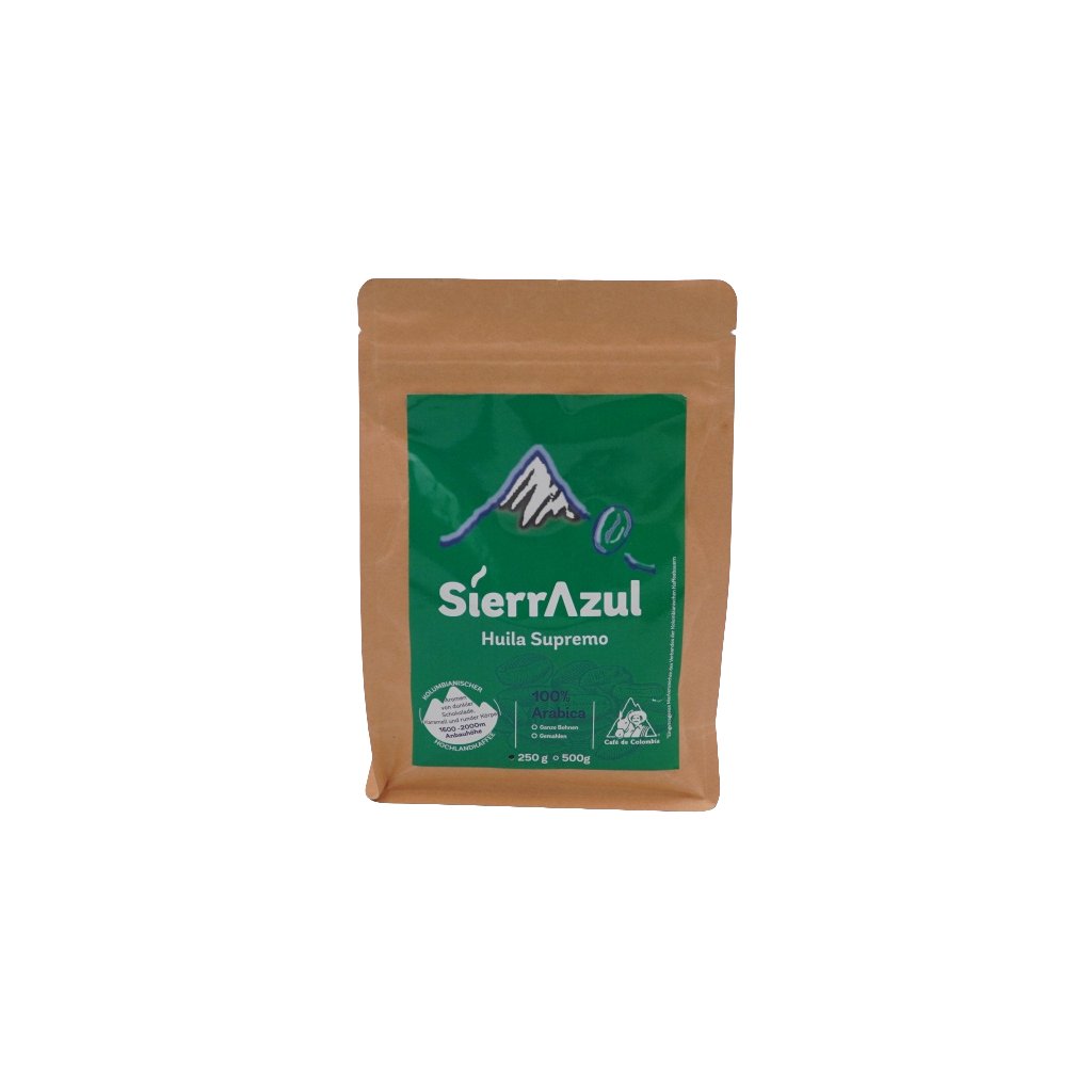 Café Sierrazul kolumbianischer Hochlandkaffee aus der Region Huila ganze Bohne 250g Supremo - Romano i Julietta
