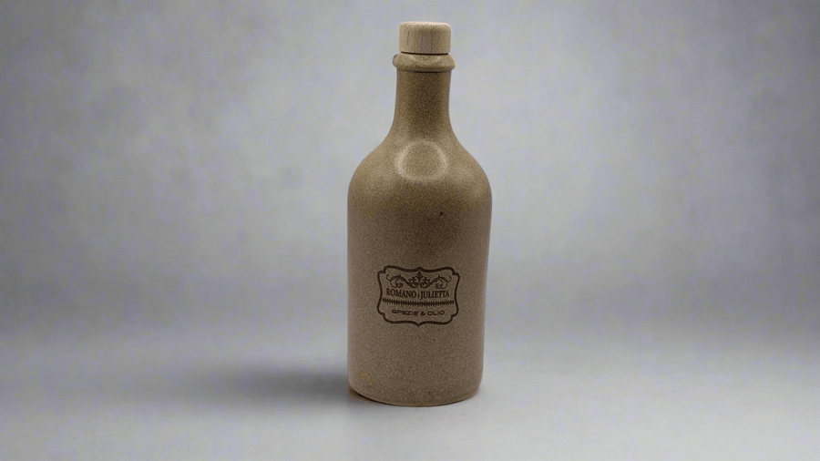 Olivenöl oder Balsamico Flasche/Krug 500 ml Tonkrug, Steinzeug, braun - kristall, Mündung: Kork mit Ausgießer - Romano i Julietta
