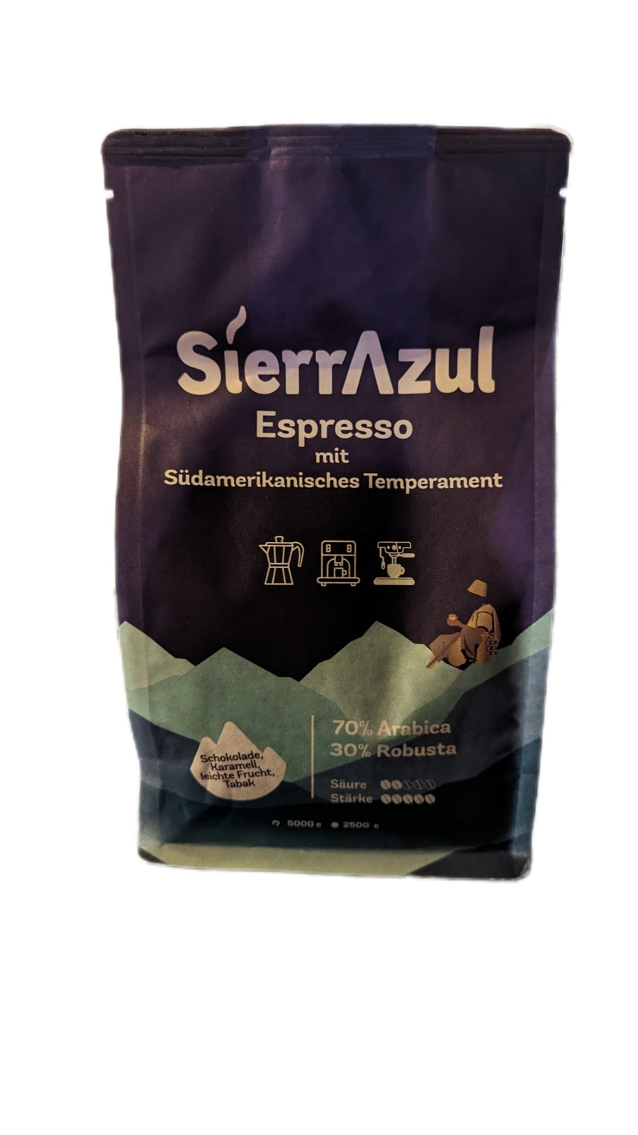 Sierr Azul Espresso kolumbianischer Hochlandkaffee ganze Bohne 500g - Romano i Julietta